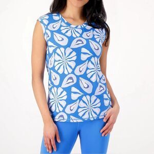 Gymwrap Everyday Tank with High-Low Hem-Torn Bluebell-S NWT